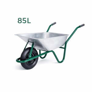 Roabă cu cuvă zincată 85L, cadru verde, roată pneumatică 350x8